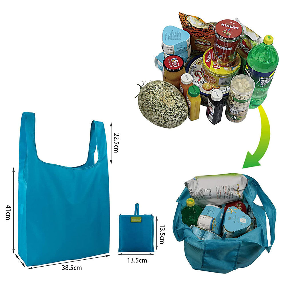 5 Pack Reusable Shopping Bags Foldable Large Grocery Bags with Attach Pocket - Picture 19 of 22