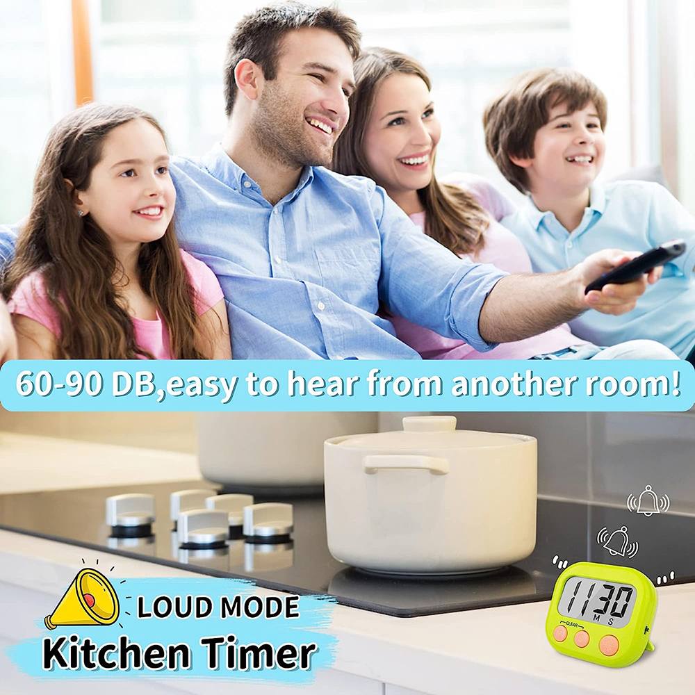 2 Pack Digital Kitchen Timer for Cooking Big Digits Loud Alarm Magnetic Backing - Picture 14 of 33