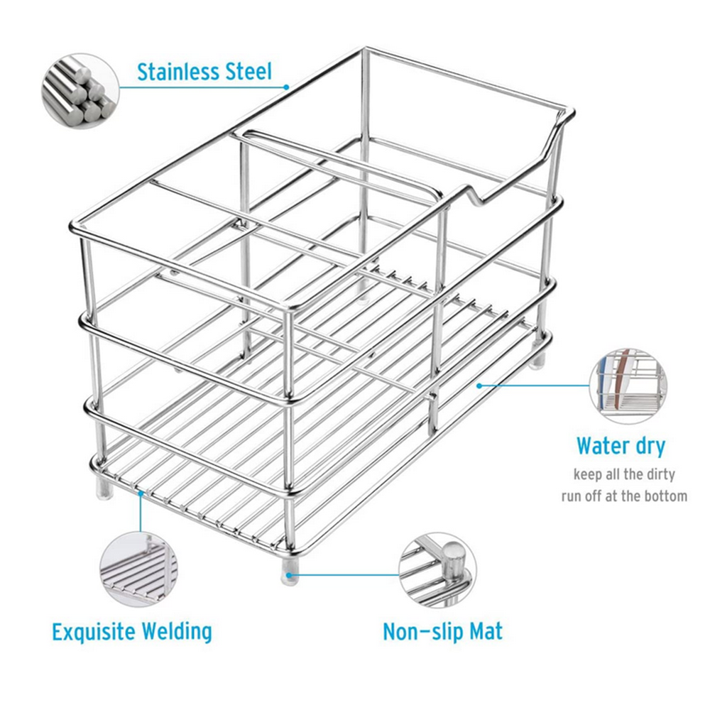 Stainless Steel Toothpaste and Toothbrush Holder Stand Bathroom Organizer - Picture 12 of 15