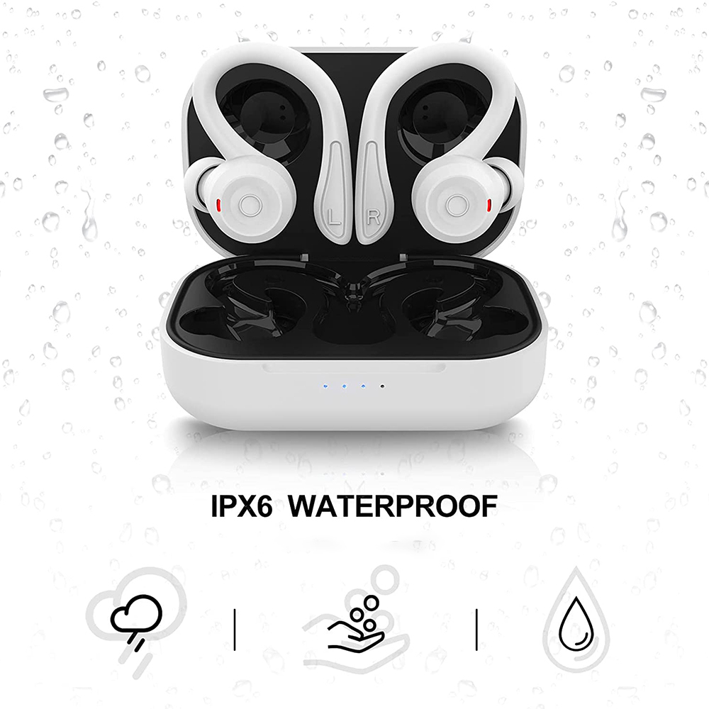 Sport Wireless Earbuds Bluetooth Earphones with Earhooks - Picture 33 of 37