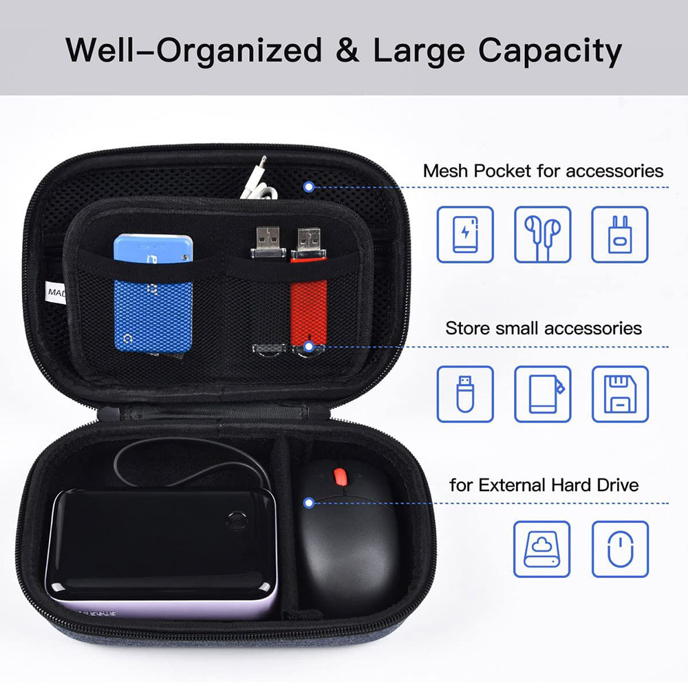 Travel Organizer External Hard Drive Case Portable EVA Cable Digital Storage Box - Picture 19 of 23