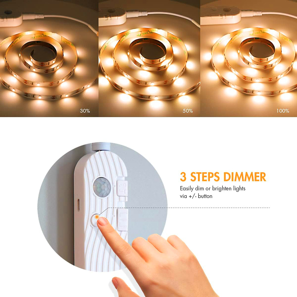 LED Under Cabinet Lighting Motion Sensor Strip Lights Stair Lamp Tape-Warm White - Picture 43 of 50