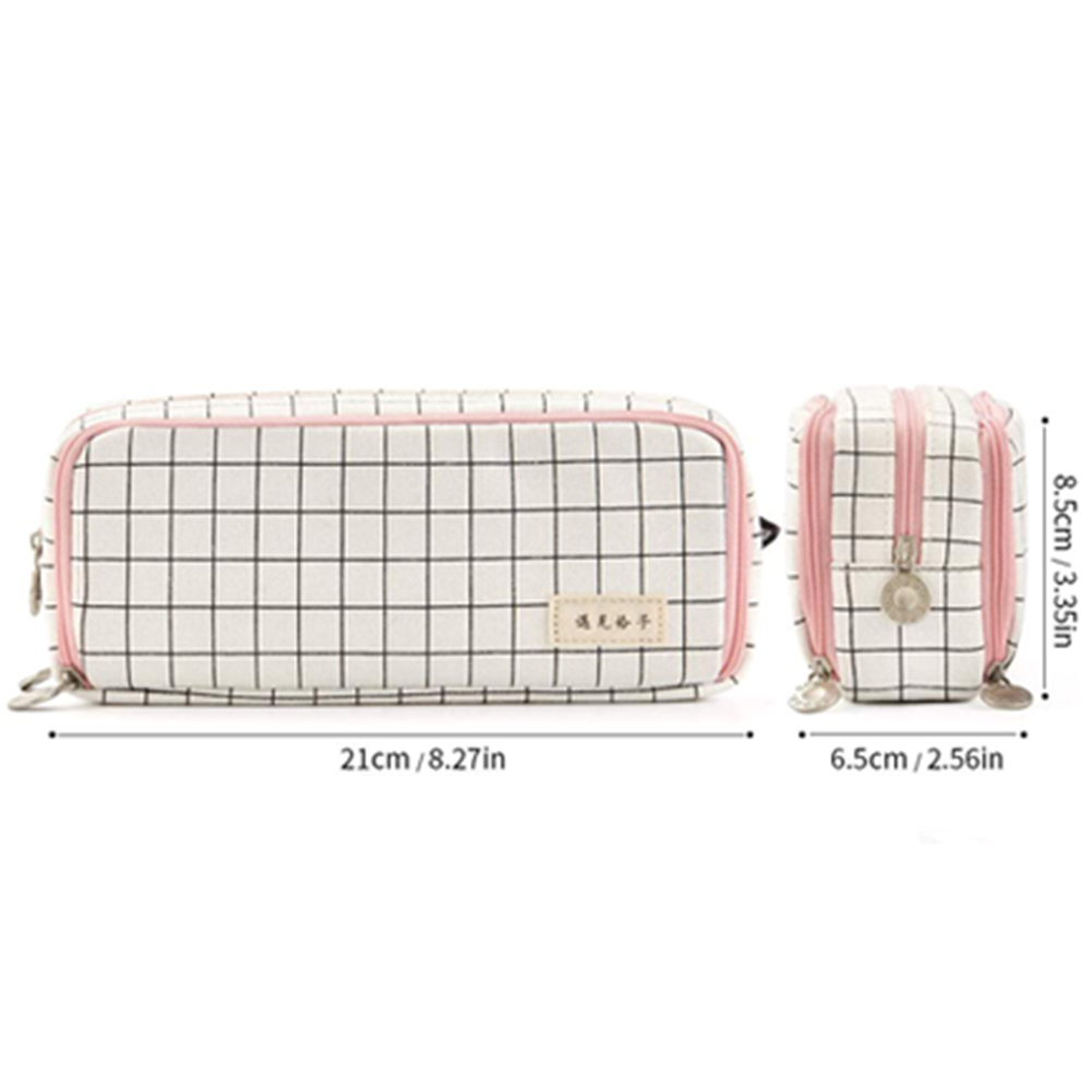 Portable Large Pencil Case Big Capacity 3 Compartments Canvas Pencil Pouch - Picture 9 of 50