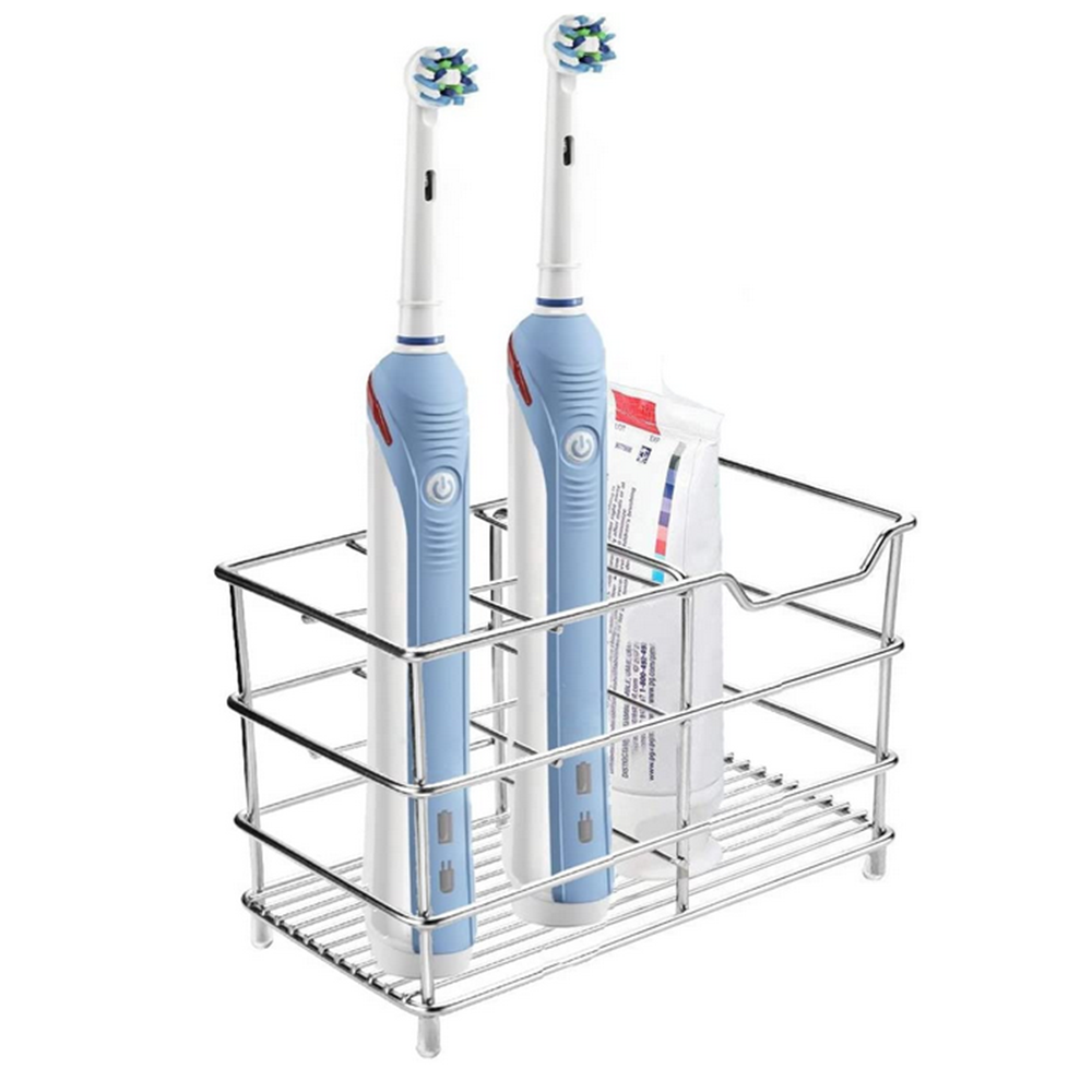 Stainless Steel Toothpaste and Toothbrush Holder Stand Bathroom Organizer - Picture 14 of 15