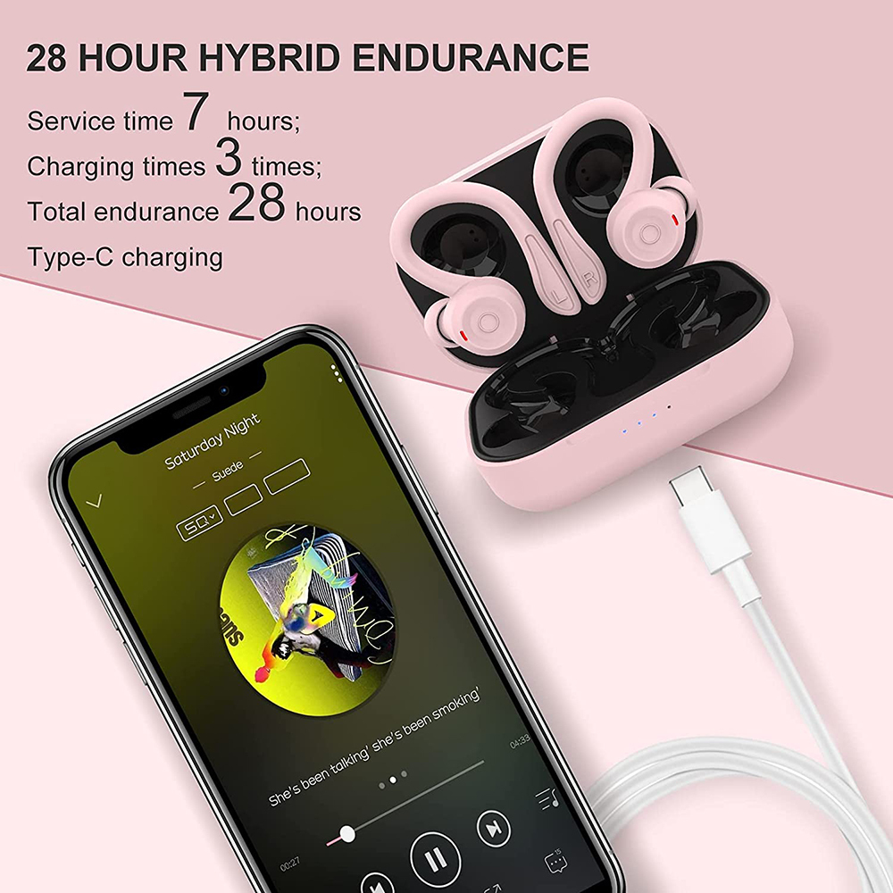 Sport Wireless Earbuds Bluetooth Earphones with Earhooks - Picture 5 of 37