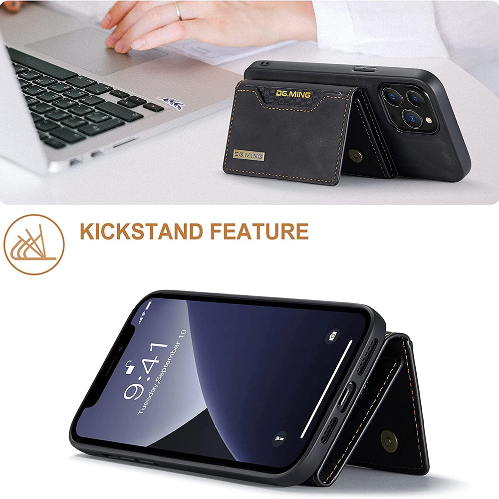 2 In 1 Detachable Magnetic Leather iPhone Case Wallet Cover Cards Holder-Black - Picture 42 of 72