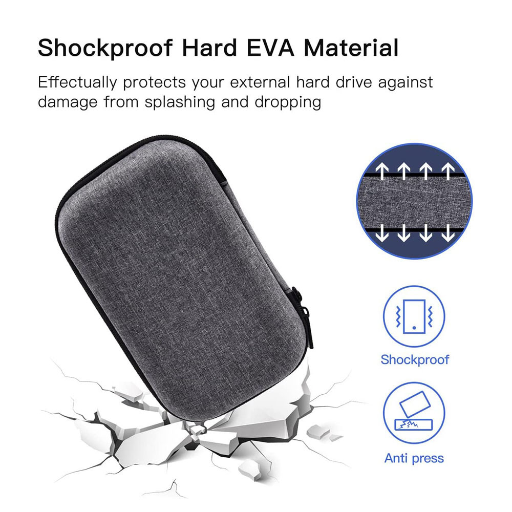 Travel Organizer External Hard Drive Case Portable EVA Cable Digital Storage Box - Picture 7 of 23