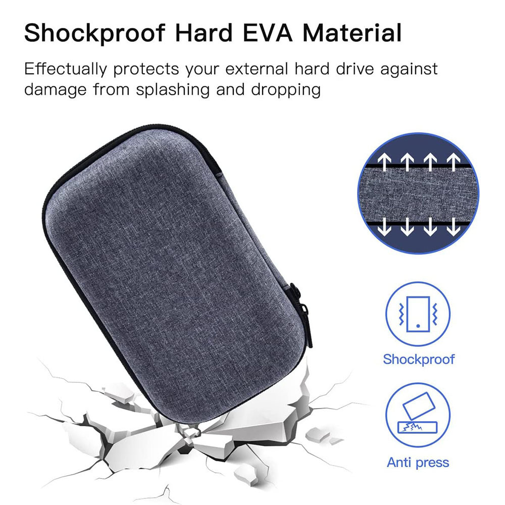 Travel Organizer External Hard Drive Case Portable EVA Cable Digital Storage Box - Picture 21 of 23