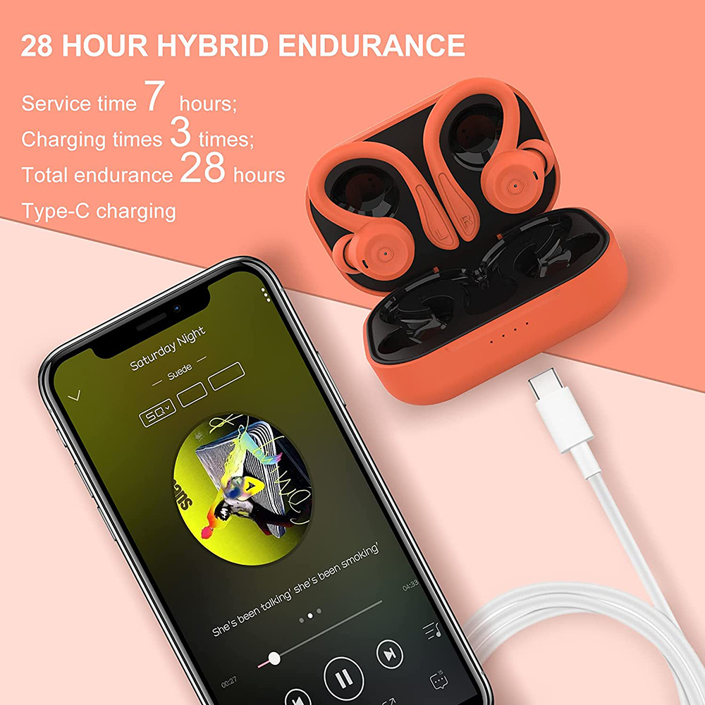 Sport Wireless Earbuds Bluetooth Earphones with Earhooks - Picture 12 of 37