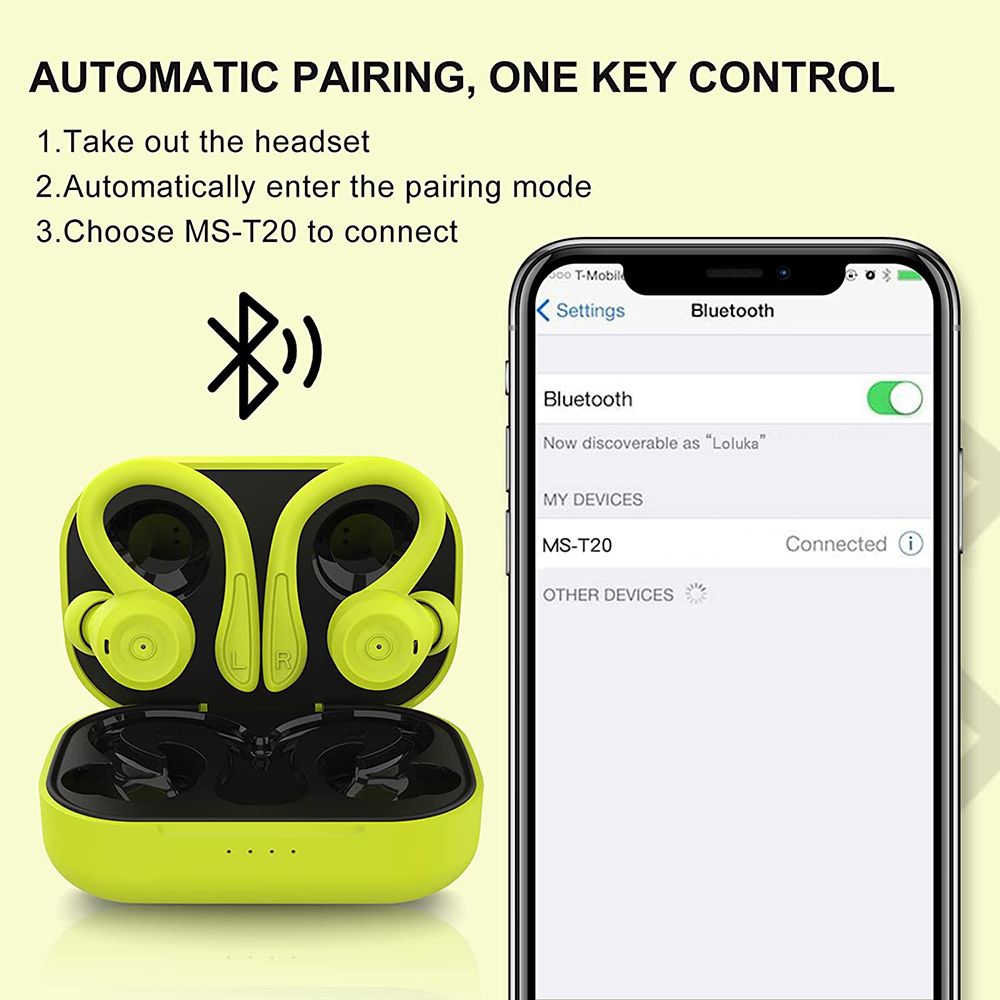 Sport Wireless Earbuds Bluetooth Earphones with Earhooks - Picture 18 of 37