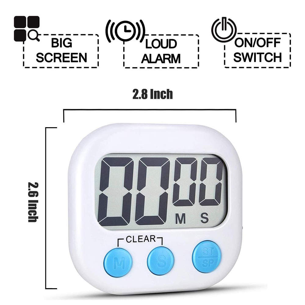 2 Pack Digital Kitchen Timer for Cooking Big Digits Loud Alarm Magnetic Backing - Picture 33 of 33