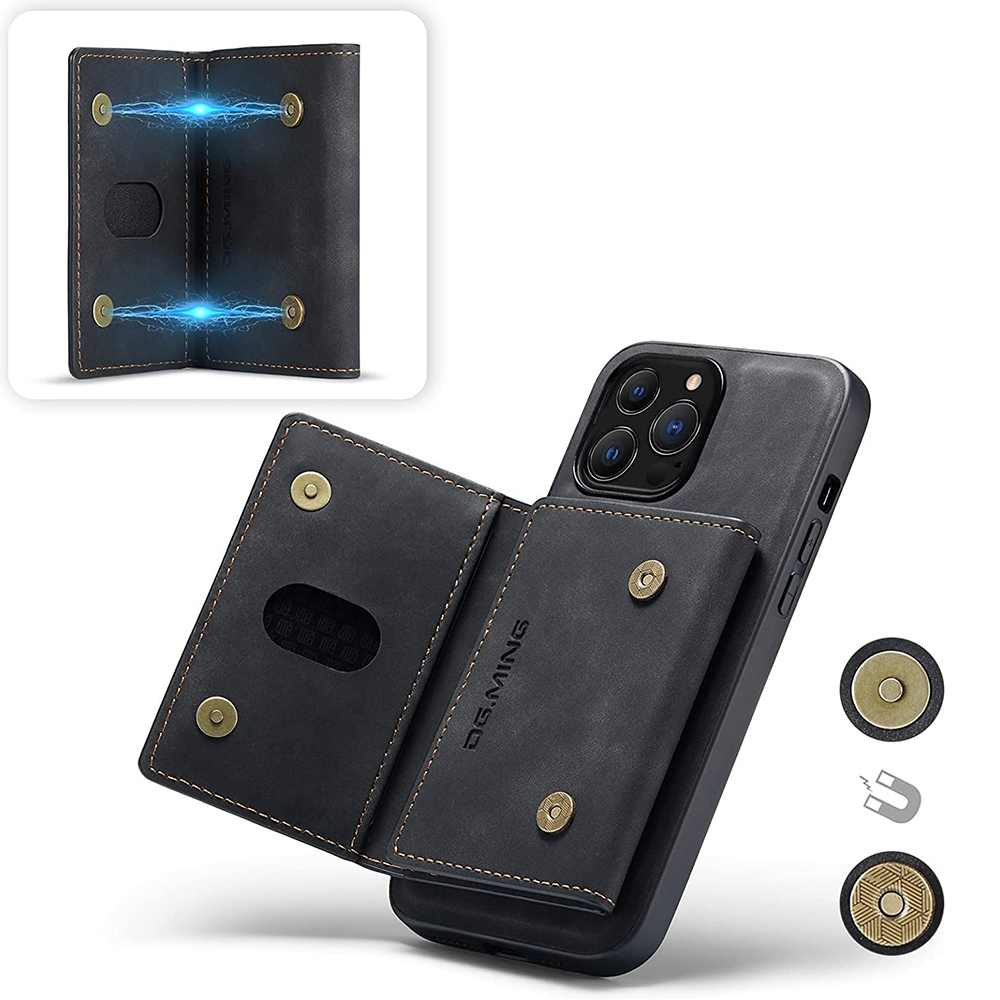 2 In 1 Detachable Magnetic Leather iPhone Case Wallet Cover Cards Holder-Black - Picture 44 of 72