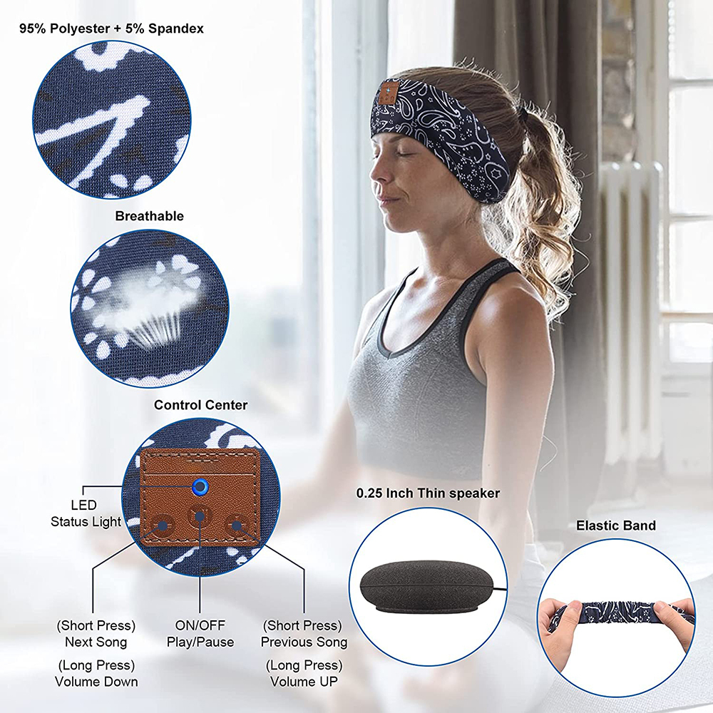 Sleep Headphones Music Sleeping Mask Headphones Wireless Bluetooth Sports Headba - Picture 14 of 21