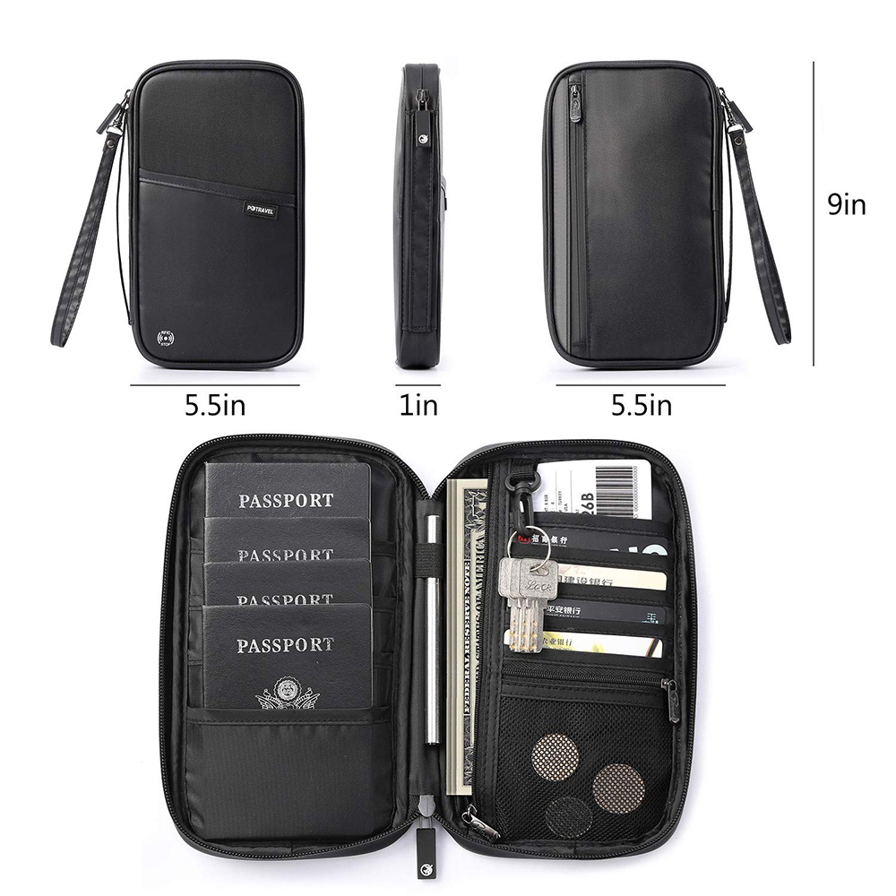 RFID Travel Passport Wallet Family Passport Holder Waterproof Document Organizer - Picture 16 of 40