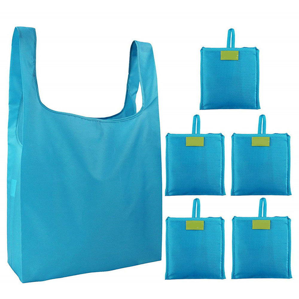 5 Pack Reusable Shopping Bags Foldable Large Grocery Bags with Attach Pocket - Picture 18 of 22