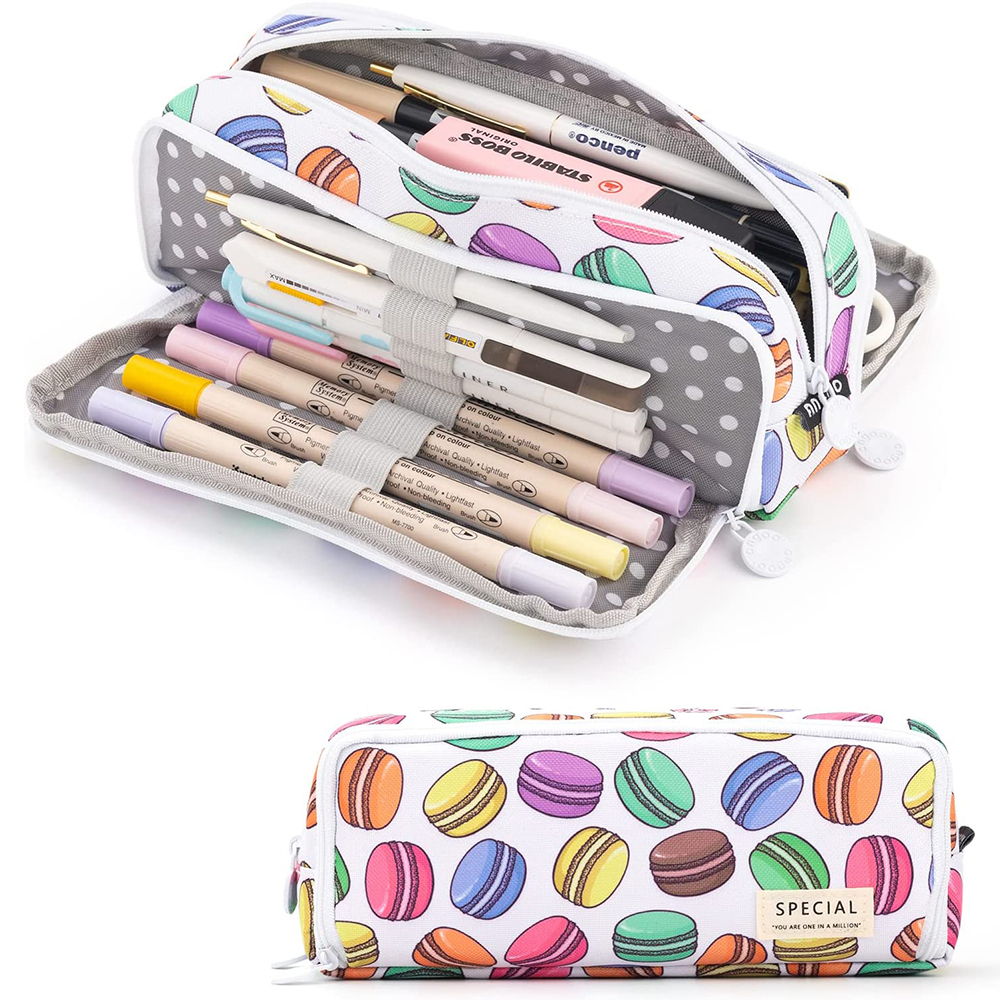 Portable Large Pencil Case Big Capacity 3 Compartments Canvas Pencil Pouch - Picture 39 of 50