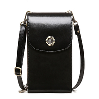 Cowhide Phone Bag Female Vertical Crossbody Bag Leather Shoulder Bag
