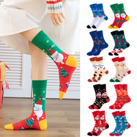 10 Pairs Fun Christmas Socks for Women Colorful Crew Cotton Sock Xmas Socks