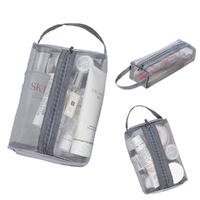 3 Pieces Portable Zipper Mesh Cosmetic Bags Makeup Bag Toiletry Storage Pouch