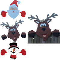 3Pcs Santa Claus Christmas Fence Peeker Decoration Garden Decor