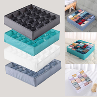 4 Pack 24 compartment underwear socks storage box Foldable Drawer Storage Box