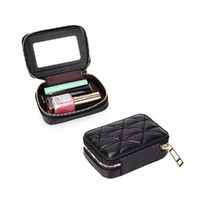 Outdoor Makeup Bag Lipstick Lip Gloss Bag Small Pouch Storage Purse with Mirror
