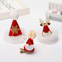 3Pcs Santa Hat Hair Clips Lovely Christmas Plush Hair Barrettes for Girls Women