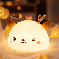 Cute Deer LED Night Light Silicone USB Rechargeable Colorful Sleeping Light