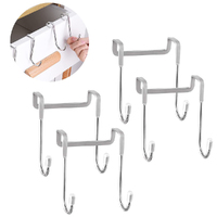 4 Pack Stainless Steel Door Hook Double Hanger Hook for Cabinet Drawer