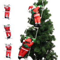 3 Santa Claus Climbing On Rope Ladder Christmas Ornament for Home Door Wall