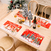 4 PCS Cute Christmas Place Mats Table Mats Merry Xmas Placemats for Table Decor