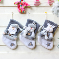 3Pcs Christmas Decoration Supplies Thick Flannel Christmas Socks Pendant