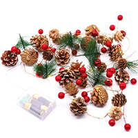 2 Pack 20LED Christmas String Lights with Red Berry, Bells and Pine Fairy String Lights