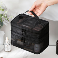Clear Makeup Bag Mesh Women Cosmetic Bag Transparent Travel Makeup Wash Bag