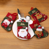 4Pcs Christmas Socks Knife And Fork Set Storage Cutlery Package Party Xmas Decor