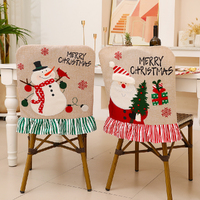 2Pcs Christmas Chair Back Elastic Stretch Cover Santa Clause Decor Chair Covers
