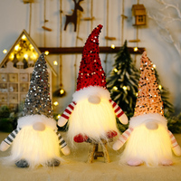 3Pcs Christmas Decor Sequins With Lights Rudolph Xmas Faceless Doll Ornaments