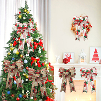 6 Pack Christmas Ribbon Bows for Christmas Tree Garland and Outdoor Decoration
