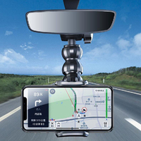 Suction Phone Holder Portable Windshield Phone Stand Car Rearview Mirror Bracket