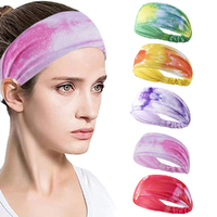 5 Pack Tie Dye Sport Hair Band Yoga Running Elastic Sweat Hair Wrap