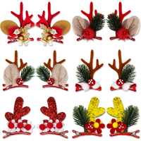 6 Pairs Christmas Hair Clip Elk Antlers Hair Clips Xmas Deer Antlers Hair Clips