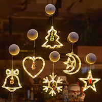 6Pcs Christmas Leather Line Suction Cup Lamp Window Scene Decoration Xmas Lamp