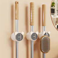 2pcs Wall Mounted Mop Holder Multifunctional Bathroom Mop Clip Mop Storage Rack