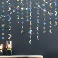 20 Pack Iridescent Twinkle Star Moon Garlands Party Decor Hanging Stars Streamer