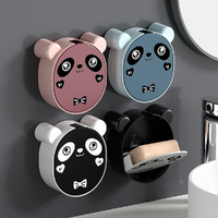 4Pcs Wall Mounted Soap Box with Lid Punch-Free Double-Layer Drain Soap Organizer