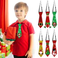 6 Pack Felt Christmas Tie Santa Claus Snowman Elk Xmas Tree Tie Party Decoration