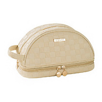 Double Layer Large Capacity Travel Cosmetic Bag for Women PU Leather Makeup Bag