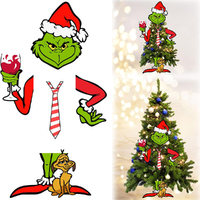 5Pcs Christmas Tree Topper Decor for Fence Garage Holiday Xmas Home Party Decor