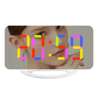 LED Mirror Alarm Clock Digital RGB Snooze Clocks Large Display Wake Up Clock
