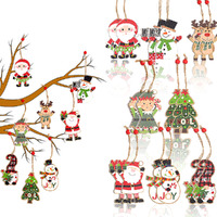24 Pack Wooden Christmas Tree Hanging Ornaments with Rope Holiday Party Decor